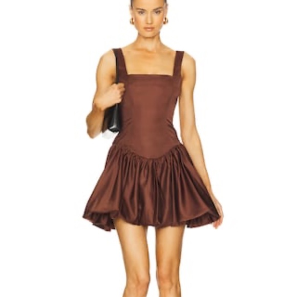 WeWoreWhat Bubble Skirt Corset Mini in Chocolate - Picture 1 of 9